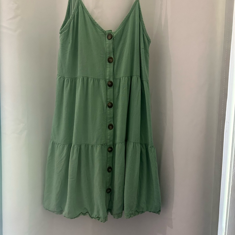 Green Mini Dress/Top with Button detail
